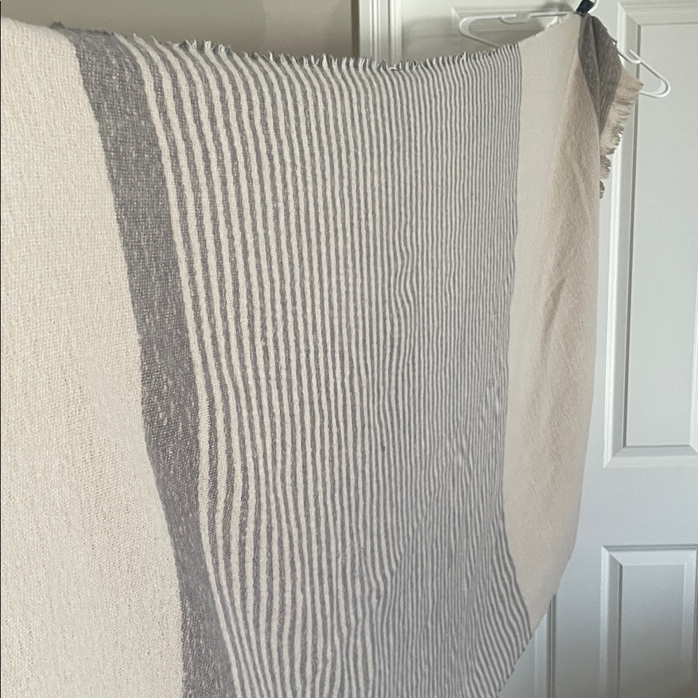 Striped Gray and Cream oversized scarf